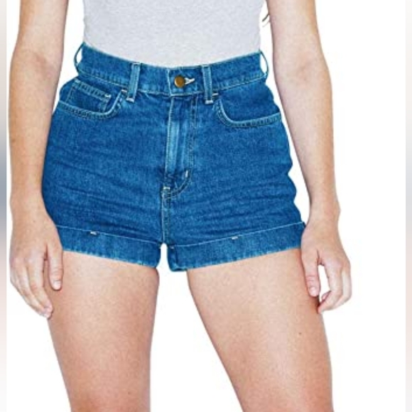 American Apparel Denim High Waist Cuff Shorts - Picture 8 of 9